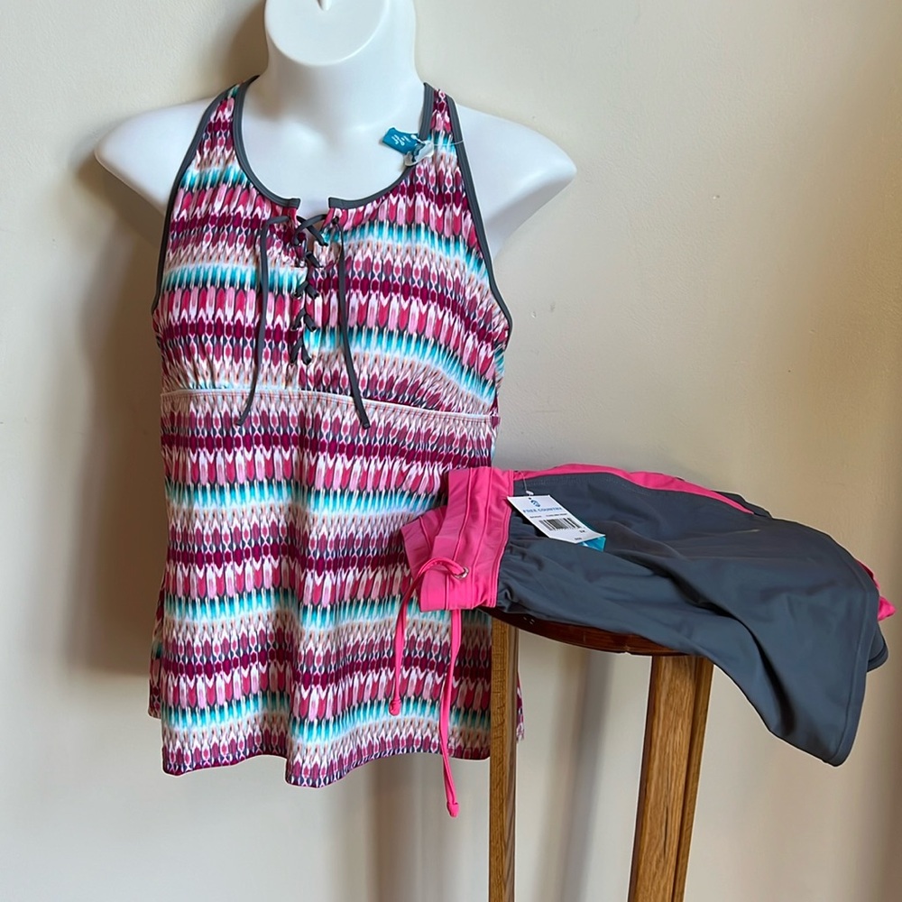 Free Country swimsuit tank style with shorts in 3X Aztec print tank